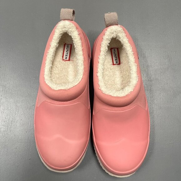Hunter Shoes - Hunter Hibiscus Pink Sherpa Fur Lined Slip-On Clogs Women's Girl's Size 5 NEW